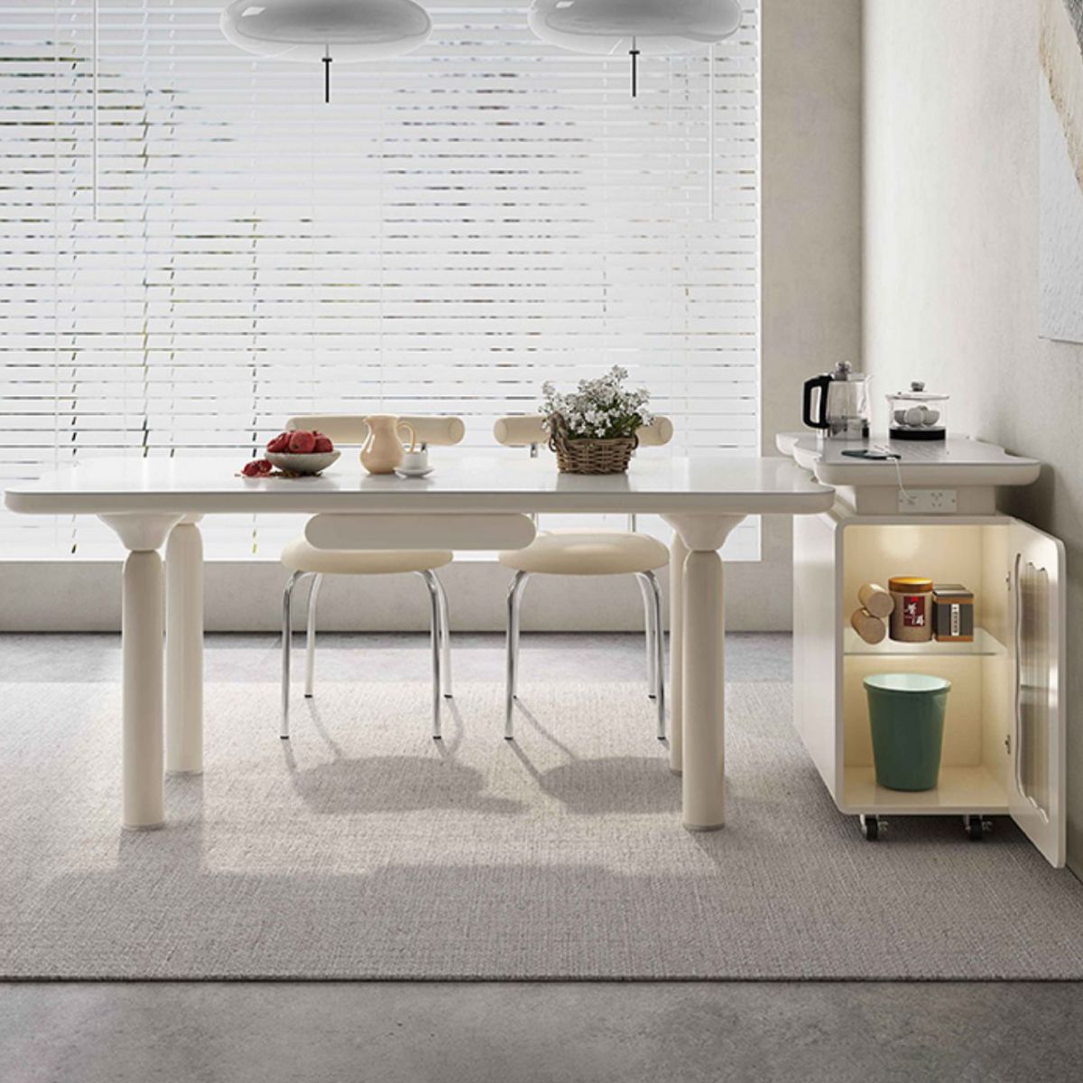White Rectangle Dining Table Stone and Solid Wood Dining Table with 4 Legs Clearhalo 'Dining Tables & Seating' 'Dining Tables' 'dining_table' 'furn' 'furn_dining_table' 'Furniture' 'Kitchen & Dining Furniture' 1200x1200_977563d3-93ba-4260-8de8-9ac0cd1074d5