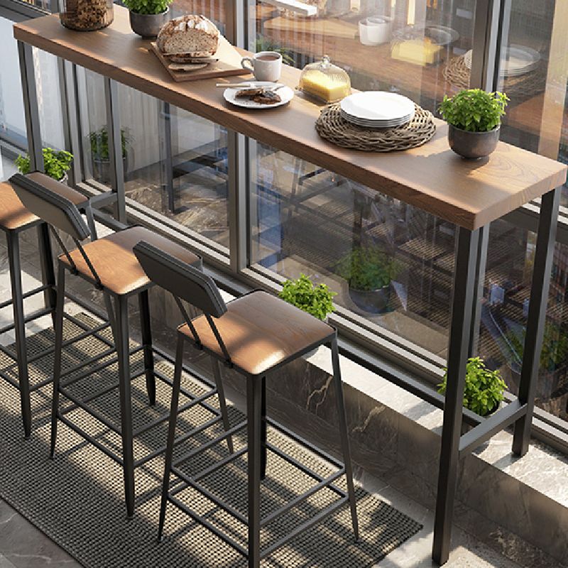 Pine Wood Bar Dining Table Industrial Rectangle Bar Table with Trestle for Balcony Clearhalo 'Bar Furniture' 'Bar Tables' 'bar_tables' 'furn' 'furn_bar_tables' 'Furniture' 'furniture_bar_tables' 'Kitchen & Dining Furniture' 1200x1200_9775d83b-3be3-452c-a594-01d1c4db468e