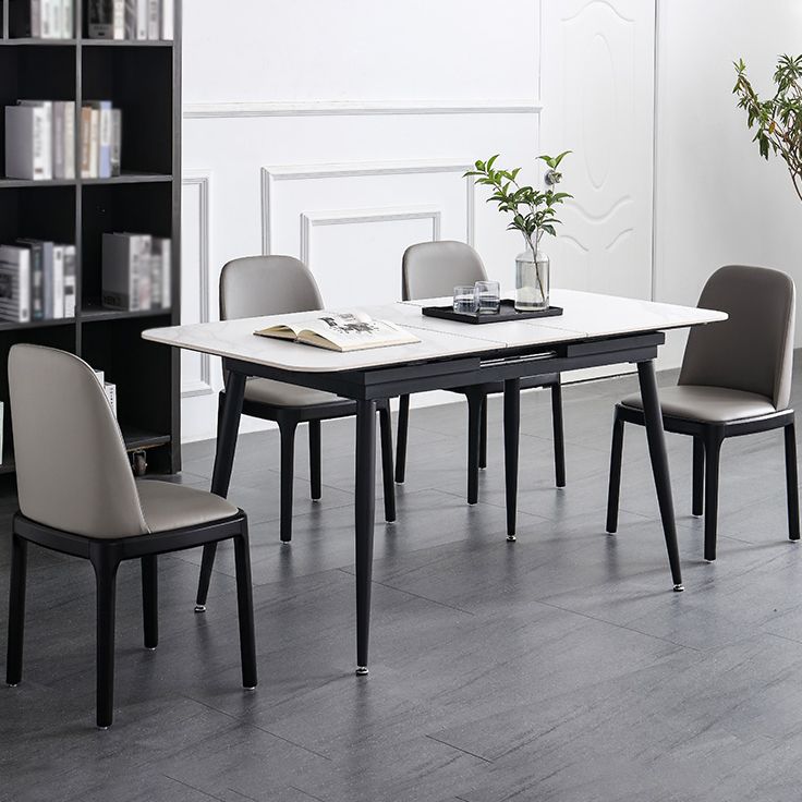 4-foot Stone Dinette Table Industrial Style Rectangle Dining Table with Drop Leaf Clearhalo ' dining_table' 'Dining Tables & Seating' 'Dining Tables' 'furn' 'furn_dining_table' 'Furniture' 'furniture_dining_table' 'Kitchen & Dining Furniture' 'kitchen&dining_furn' 'kitchen' 'kitchen_dining_table' 1200x1200_9775dca6-985b-420c-899d-8182eb8fd116