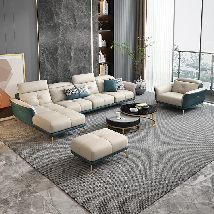 Sofa sectionnel du bras de smoking 35.43 "Haut-cuir authentique en cuir tufté canapé à dos fendu