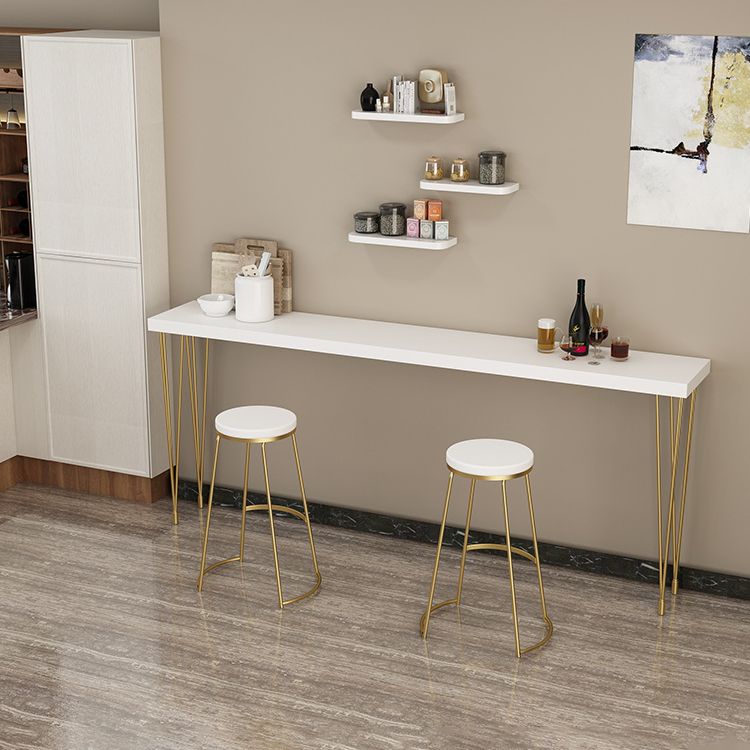 White Glam Style Bar Table in Iron and Wood Bar Indoor Bar Counter Clearhalo 'Bar Furniture' 'Bar Tables' 'bar_tables' 'furn' 'furn_bar_tables' 'Furniture' 'furniture_bar_tables' 'Kitchen & Dining Furniture' 1200x1200_97781f54-23ef-4004-a63c-723a63fed746