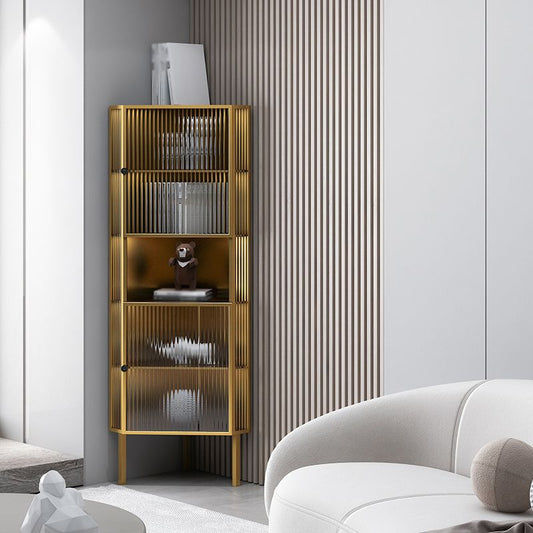 Glam-stijl buffet server glazen deur 64-inch hoogte eetserver voor woonkamer