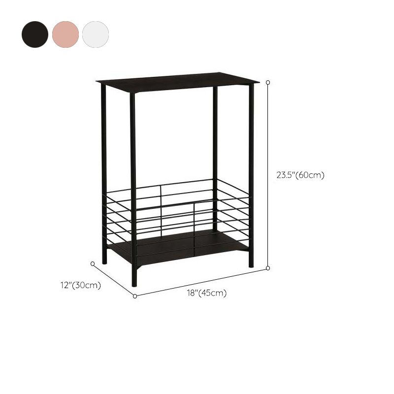 23.62" Tall Rectangular Side Accent Table Metal 4 Legs End Table