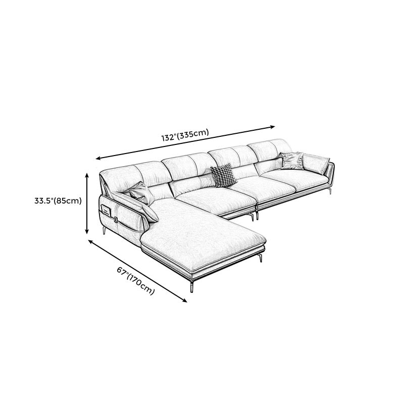 Scandinavian Faux Leather Light-grey Sectional for Apartment Clearhalo 'furn' 'furn_sectionals' 'Furniture' 'furniture_sectionals' 'kitchen' 'kitchen_sectionals' 'Living Room Furniture' 'Sectionals' 1200x1200_977cfdf5-742f-45f3-b090-fc36c5c4d312