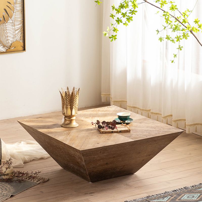 Tavolo d'angolo rustico Tavolino con accento marrone in legno massiccio per soggiorno