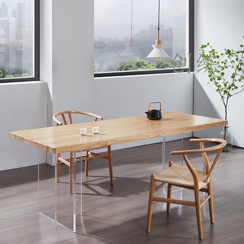 Minimalists Rectangle Khaki Dining Table Solid Wood Standard Dining Table for Kitchen Clearhalo ' dining_table' 'Dining Tables & Seating' 'Dining Tables' 'furn' 'furn_dining_table' 'Furniture' 'furniture_dining_table' 'Kitchen & Dining Furniture' 'kitchen&dining_furn' 'kitchen' 'kitchen_dining_table' 1200x1200_977de24b-d4c3-45bc-a6b2-4f389dba40e1