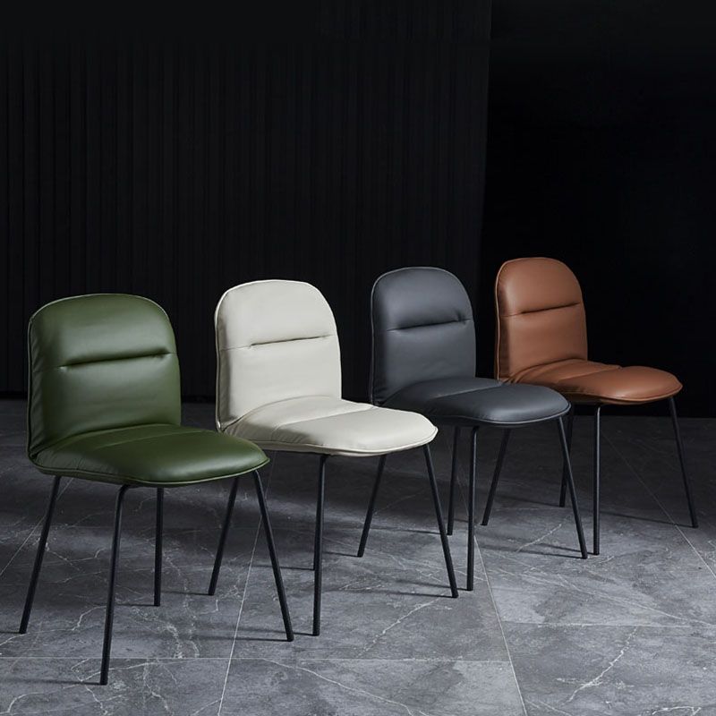 Modern PU Leather Dining Chairs Armless Metal Dining Chairs for Restaurant Use Clearhalo ' kitchen&dining_furn' 'Dining Chairs' 'Dining Tables & Seating' 'dining_chair' 'furn' 'furn_dining_chair' 'Furniture' 'furniture_dining_chair' 'Kitchen & Dining Furniture' 'kitchen' 1200x1200_977e32dc-3b88-47be-9aad-9394bf0bb6d8