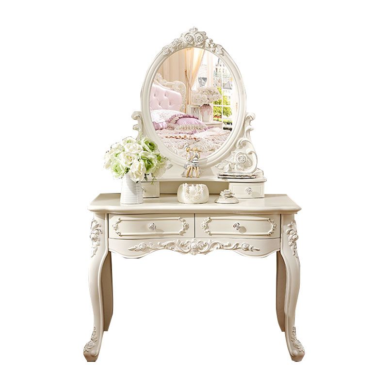 Victorian Solid Artificial Wood Vanity Dressing Table 4 Drawer Makeup Vanity Desk Clearhalo 'Bedroom Furniture' 'furn' 'furn_makeup_vanities' 'Furniture' 'Makeup Vanities' 'makeup_vanities' 1200x1200_977f05a1-b96e-4e40-86ef-4226de186a8b