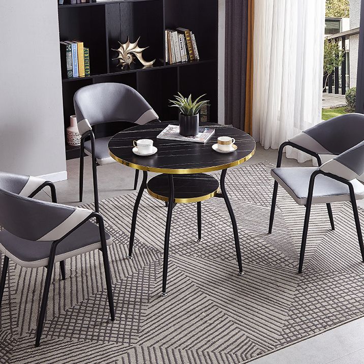 31.5-inch Metal Contemporary Round Dining Table Wood Top Table with Black Legs Clearhalo ' dining_table' 'Dining Tables & Seating' 'Dining Tables' 'furn' 'furn_dining_table' 'Furniture' 'furniture_dining_table' 'Kitchen & Dining Furniture' 'kitchen&dining_furn' 'kitchen' 'kitchen_dining_table' 1200x1200_977facd6-44ec-4455-8dd8-c344e058f59d