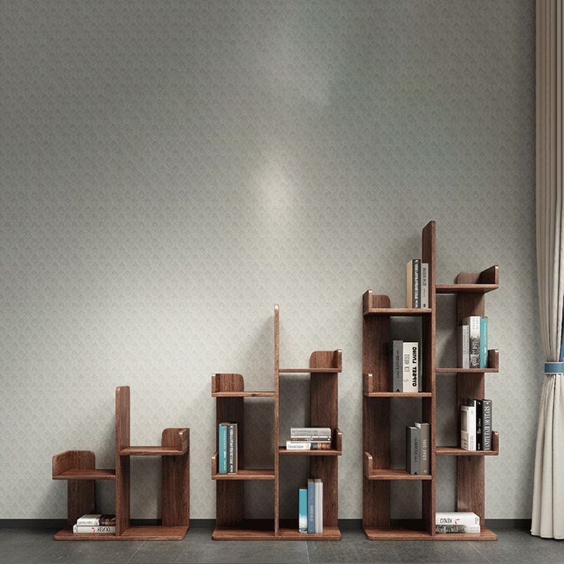 Modern Style Open Back Bookshelf Vertical Wooden Bookcase in Brown Clearhalo 'Bookcases' 'furn' 'furn_bookcases' 'Furniture' 'Office Furniture' 1200x1200_97805dad-7632-4d35-a4b4-b9d792c1b6cd