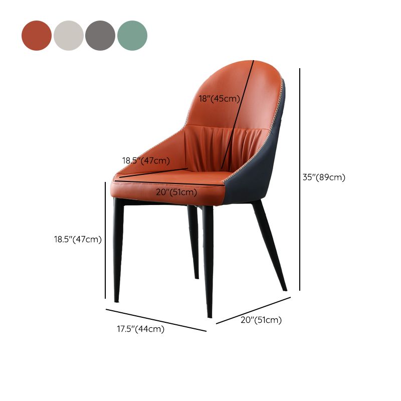 Silla lateral tapizada interna moderna silla lateral de cuero falso con patas de metal