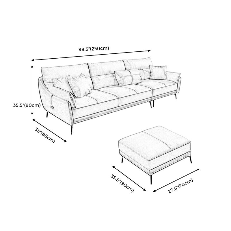 Blue and Orange Pillow Top Arm Sectional Sofa 35.43"H Slipcovered Cushion Back Sofa Clearhalo 'furn' 'furn_sectionals' 'Furniture' 'furniture_sectionals' 'Living Room Furniture' 'Sectionals' 1200x1200_9781dc2c-793c-4cdc-b472-d532084b2dc8