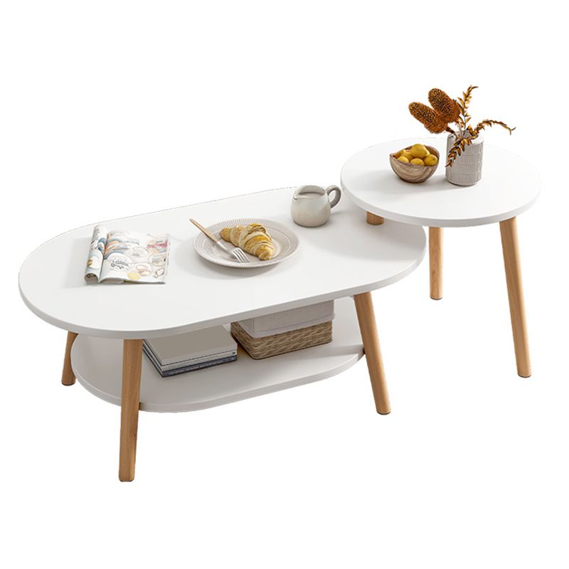 Wood Free-Form Coffee Table Modern 4 Legs Coffee Table with Storage Clearhalo 'Coffee & Accent Tables' 'Coffee Tables' 'coffee_tables' 'furn' 'furn_coffee_tables' 'Furniture' 'Living Room Furniture' 1200x1200_978252fa-7be0-4935-8a2b-7d720539ebf1