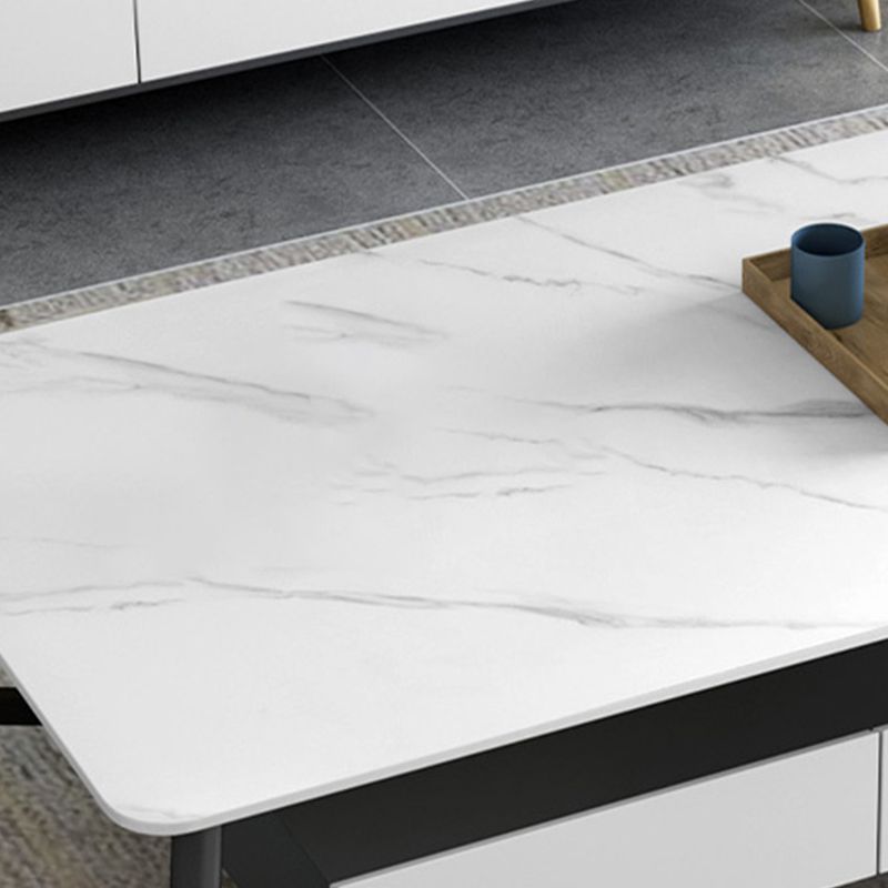 Pizarra 4 patas 1 mesa de café de mesa de café con cajones de almacenamiento