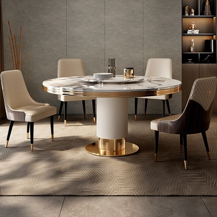 Tavolo da pranzo tradizionale in pietra di lusso Round Gold Base convertibile tavolo da pranzo