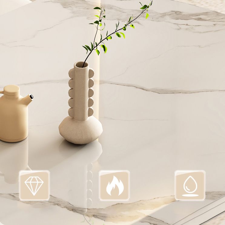 Wit Modern Uitbreidbare stenen eettafel met dubbele druppelblad