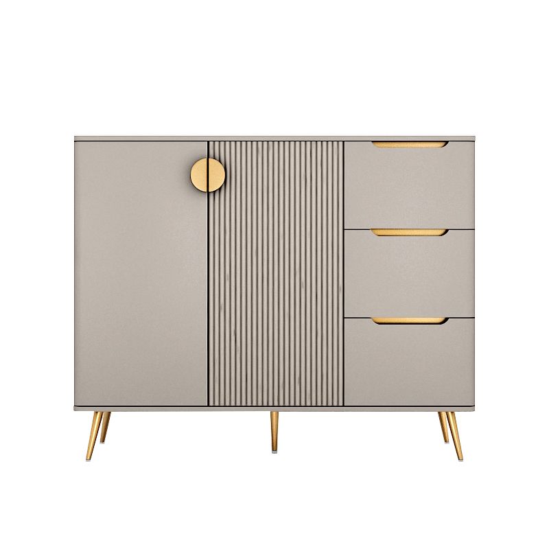 Glam Buffet Server con scaffali regolabili in legno e server di pranzo in pietra