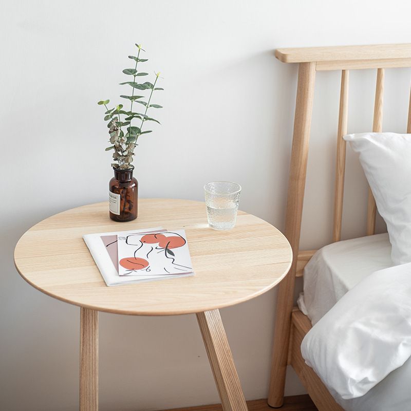 ソリッドウッドアブストラクトテーブルラウンドスカンジナビアリビングルームエンドテーブル