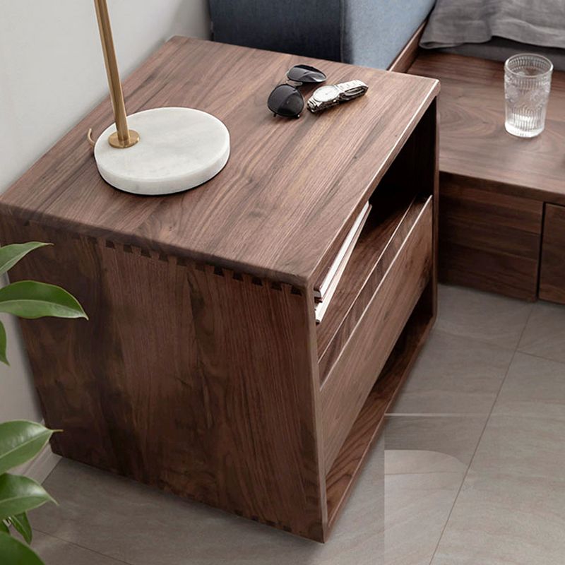 Table de nuit moderne de 20 "H lit en bois massif en bois d'ouverture