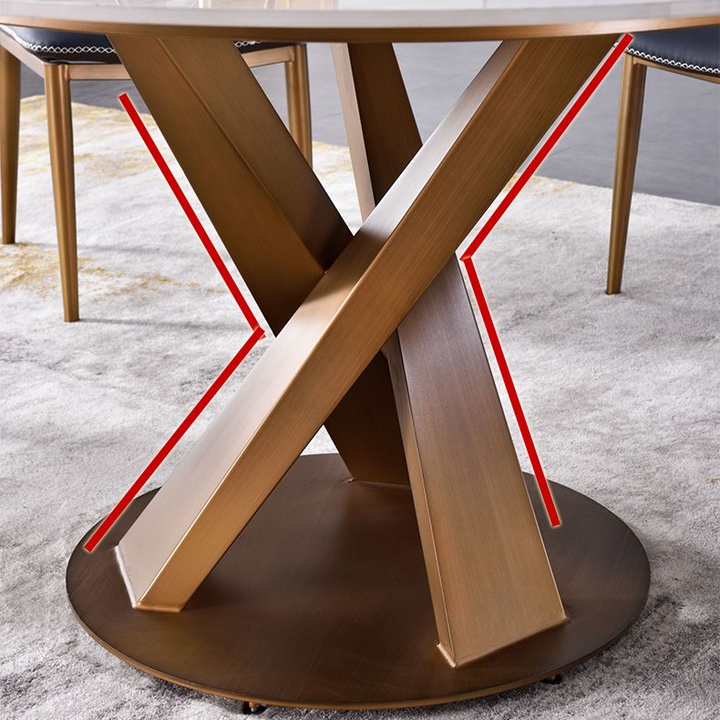 Glam Sintered Stone Dining Table Round Dinner Room Table with Pedestal Base Clearhalo 'Dining Tables & Seating' 'Dining Tables' 'dining_table' 'furn' 'furn_dining_table' 'Furniture' 'furniture_dining_table' 'Kitchen & Dining Furniture' 'kitchen' 'kitchen_dining_table' 1200x1200_978bf9a7-d351-4404-9d7c-575e4388e8ba