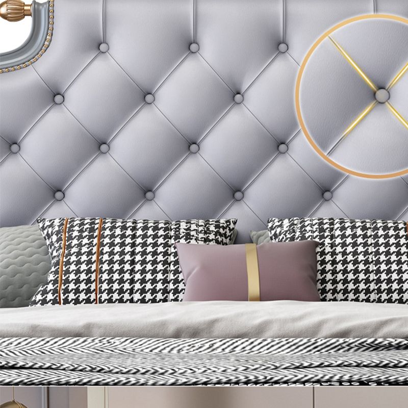 Cama de panel tapizada con mechones con moldura de cabezal de uña marco de cama de madera maciza victoriana