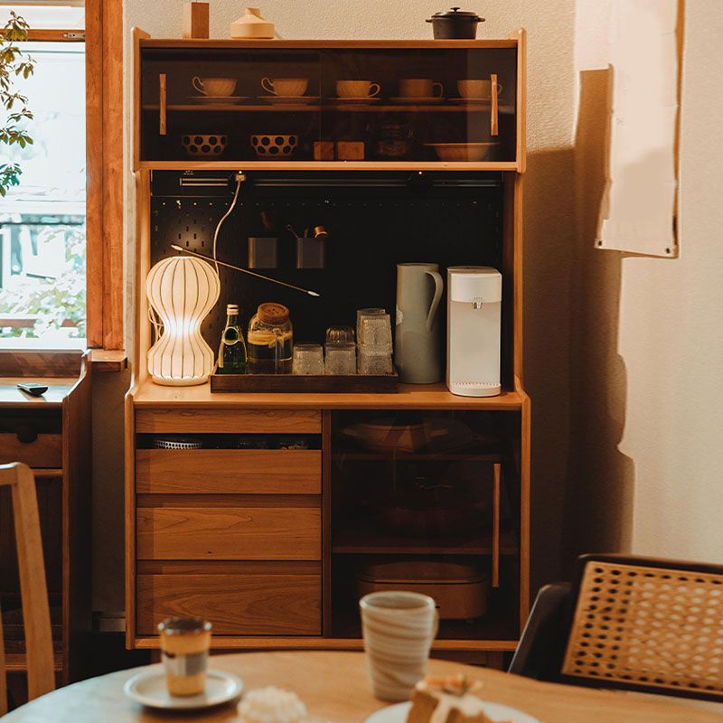 Modernism Wood Server Tabla 3 Cajones abiertos aparador de almacenamiento para comedor