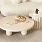 Mesa de centro individual redonda de madera maciza con pedestal contemporáneo/4 patas