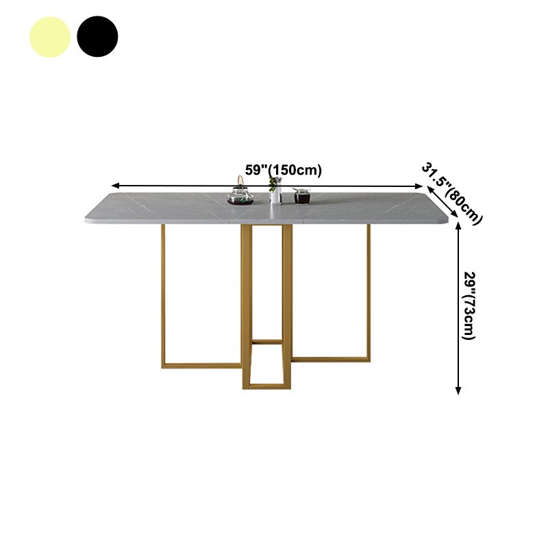 Modern Gray Dining Table Sintered Stone Drop-Leaf 59" Dining Table for Home Use Clearhalo ' dining_table' 'Dining Tables & Seating' 'Dining Tables' 'furn' 'furn_dining_table' 'Furniture' 'furniture_dining_table' 'Kitchen & Dining Furniture' 'kitchen&dining_furn' 'kitchen' 'kitchen_dining_table' 1200x1200_978fd027-1d39-47ff-ae85-5e99c269db40