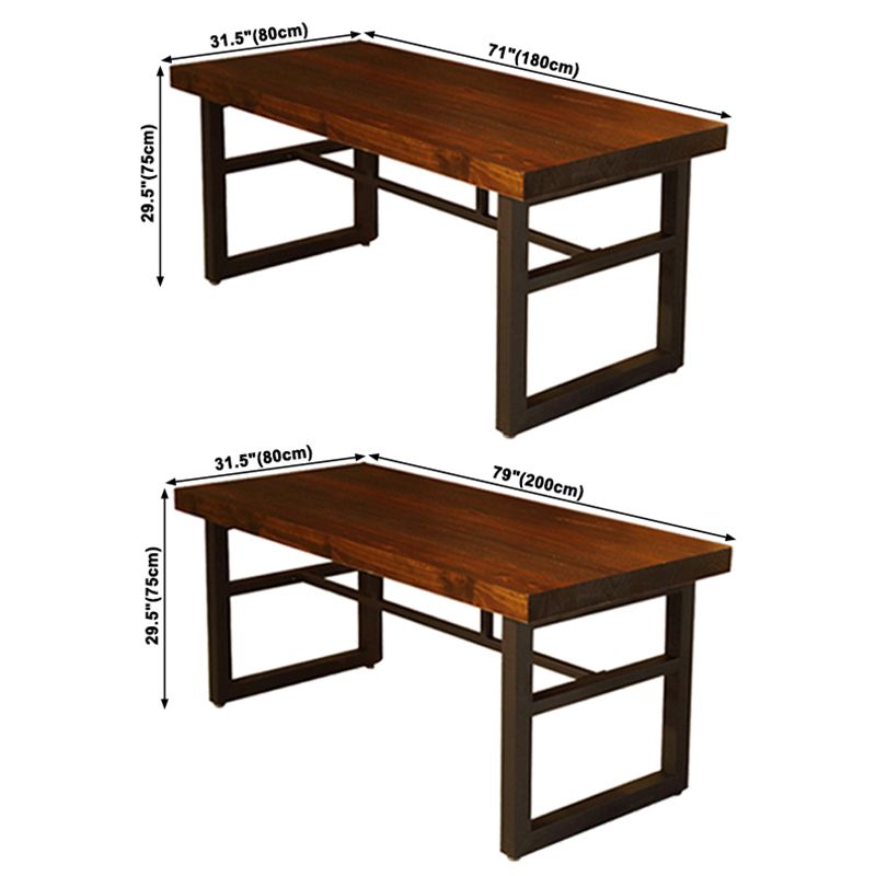 Industrial Style Solid Wood Dining Table Brown Rectangle Table with Trestle Base for Dinning Room Clearhalo ' dining_table' 'Dining Tables & Seating' 'Dining Tables' 'furn' 'furn_dining_table' 'Furniture' 'furniture_dining_table' 'Kitchen & Dining Furniture' 'kitchen&dining_furn' 'kitchen' 'kitchen_dining_table' 1200x1200_97901a6f-a5c0-4eca-b45a-7364289b1562