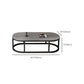 Slate Coffee Table Oval Nesting Coffee Table Set with Metal Legs