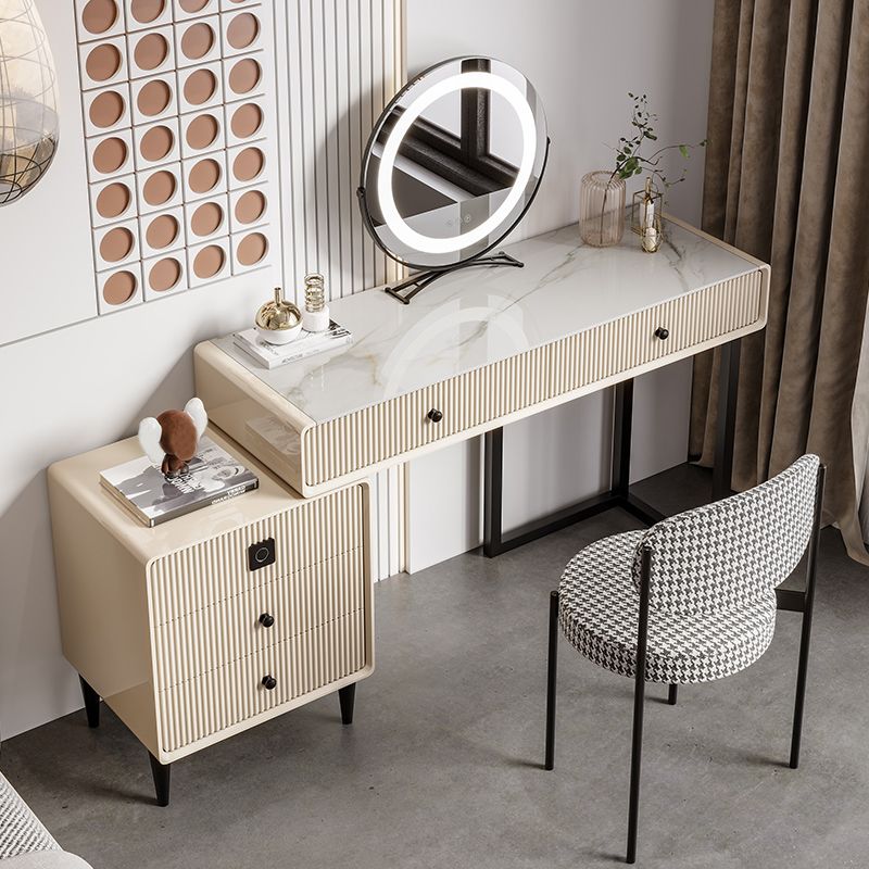 5 Holzschubladen Make -up -Tisch Schreibtisch Eitelkeit Stein Top Eitelkeitstisch