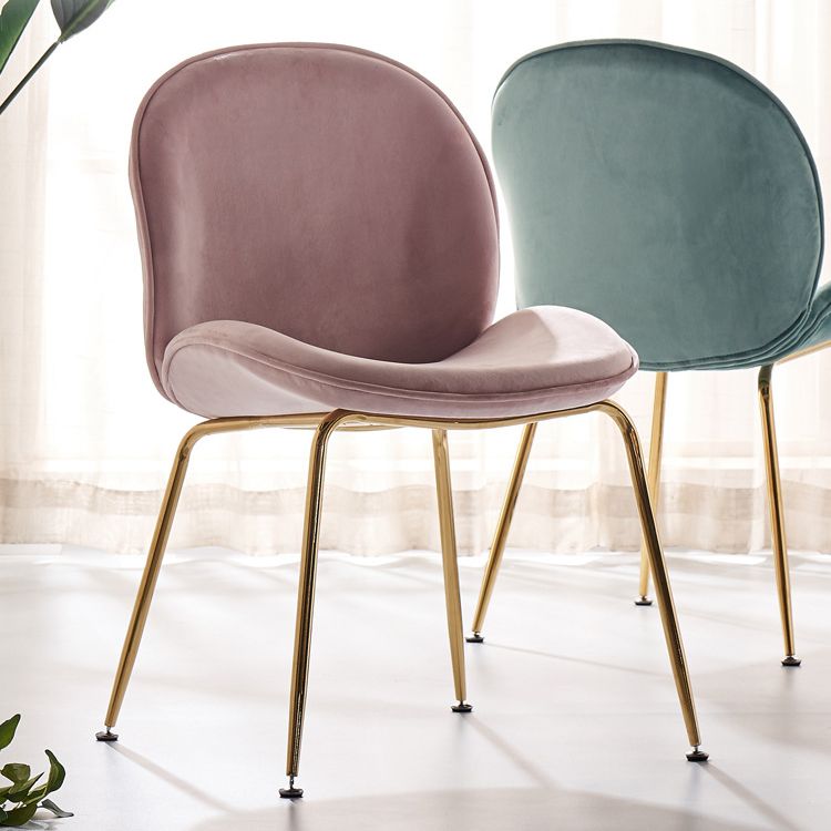 Upholstered Velvet Armless Dining Chairs Solid Back Side Chair with Metal Legs Clearhalo ' kitchen&dining_furn' 'Dining Chairs' 'Dining Tables & Seating' 'dining_chair' 'furn' 'furn_dining_chair' 'Furniture' 'furniture_dining_chair' 'Kitchen & Dining Furniture' 'kitchen' 1200x1200_979870f0-20a1-426a-ad45-82a34e751636