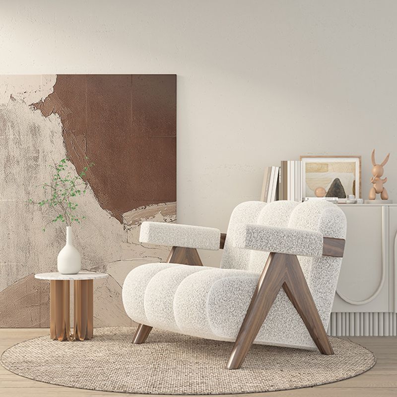 Scandinavian Wood Frame Lounge Chair Sewn Pillow Back Arm Chair Clearhalo 'Accent Chairs' 'accent_chairs' 'Chairs & Seating' 'furn' 'furn_accent_chairs' 'Furniture' 'Living Room Furniture' 1200x1200_979889c5-a63f-487b-bedb-b7bfdc8d7ef9