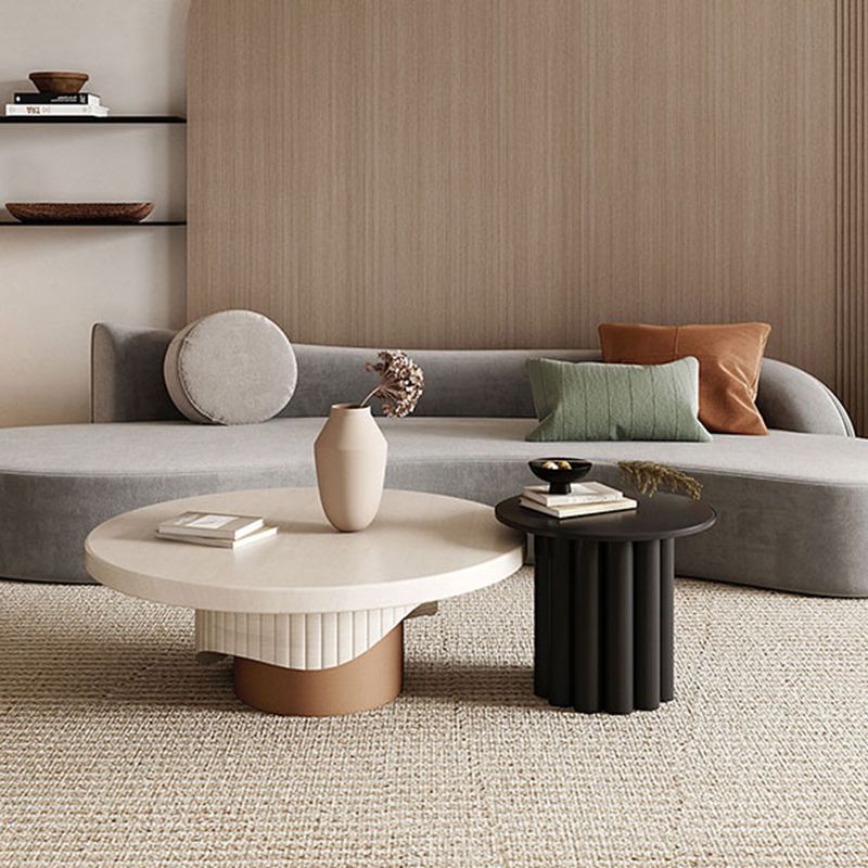 Noordse houten voetstuk salontafel macaroon ronde nestelende salontafel