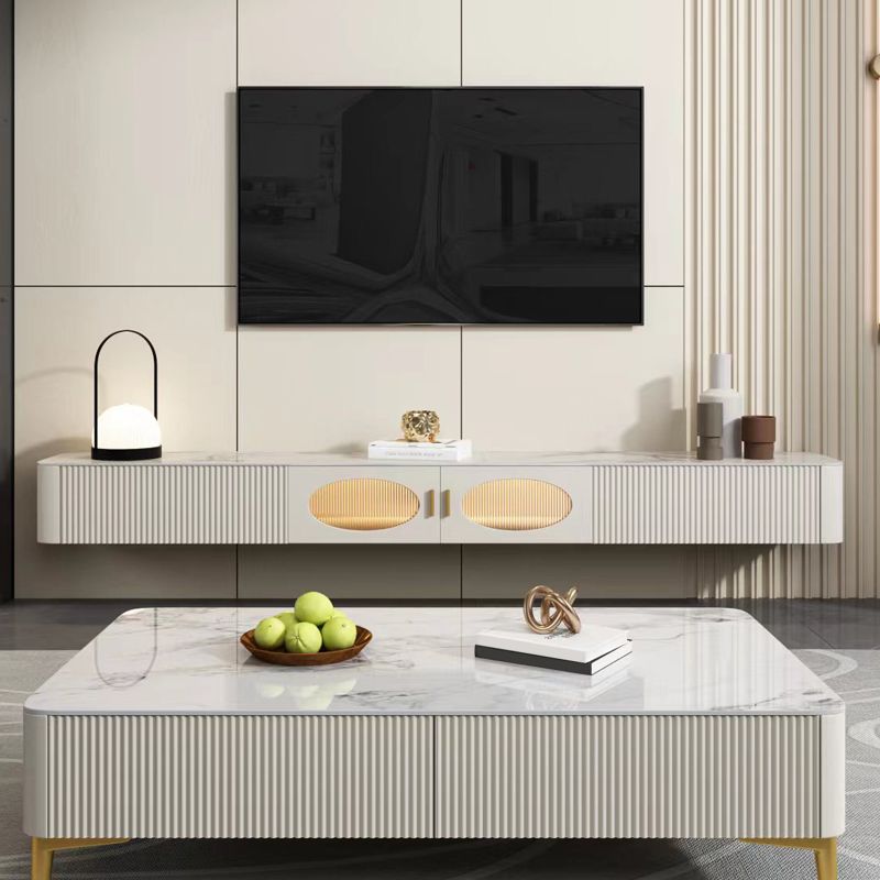 Consola moderna de Stone TV Consola White Floating TV Media para sala de estar