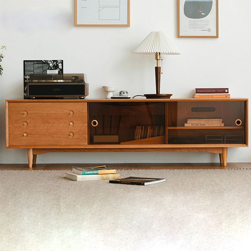 Solid Wood TV Cabinet Modern Enclosed Storage TV Stand with Sliding Doors Clearhalo 'furn' 'furn_tv_stands_entertainment_centers' 'Furniture' 'Living Room Furniture' 'TV Stands & Entertainment Centers' 'TV Stands & Media Storage Furniture' 'tv_stands_entertainment_centers' 1200x1200_979d7382-012d-4bc0-9706-bae0fb5cadf8