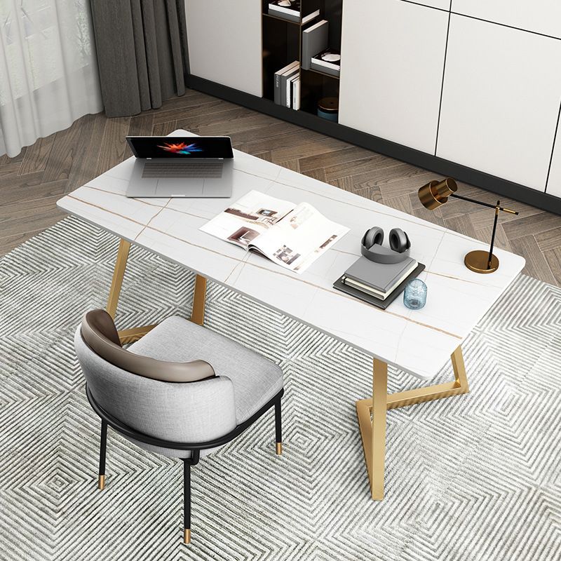 Modern Stone Office Desk Metal White Writing Desk for Office Clearhalo 'furn' 'furn_office_desk' 'Furniture' 'Office Desks' 'Office Furniture' 'office_desk' 1200x1200_979e0e8a-9149-4c17-955c-9d8df1109e64