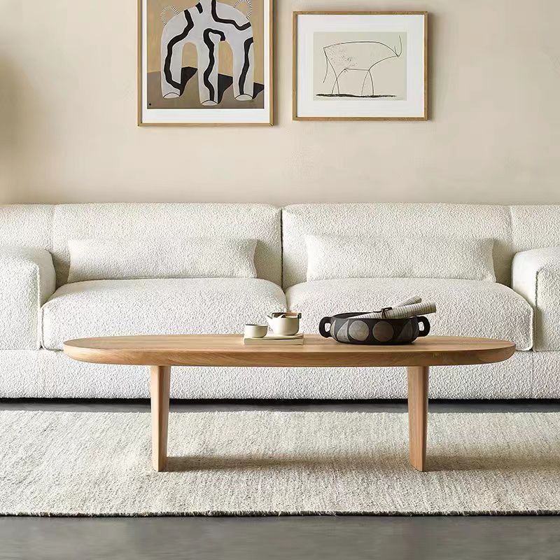 2 Legs Coffee Table Contemporary Solid Wood Coffee Cocktail Table
