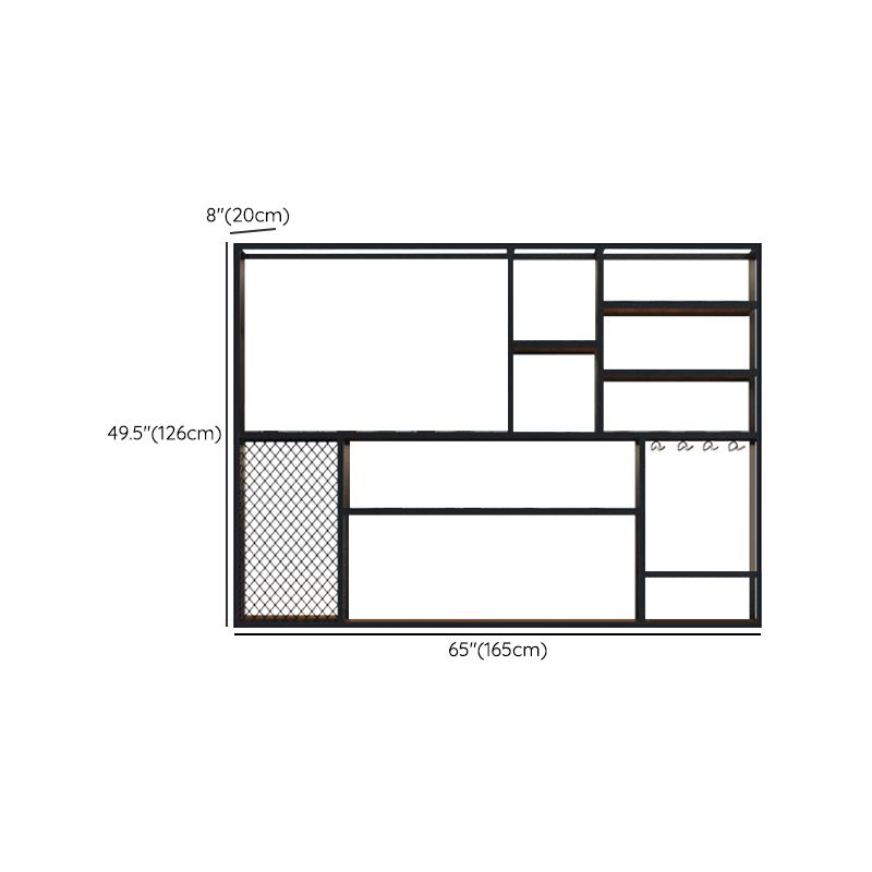 Metalen en houten wijnhouder rek muur gemonteerde wijnrekken in het zwart