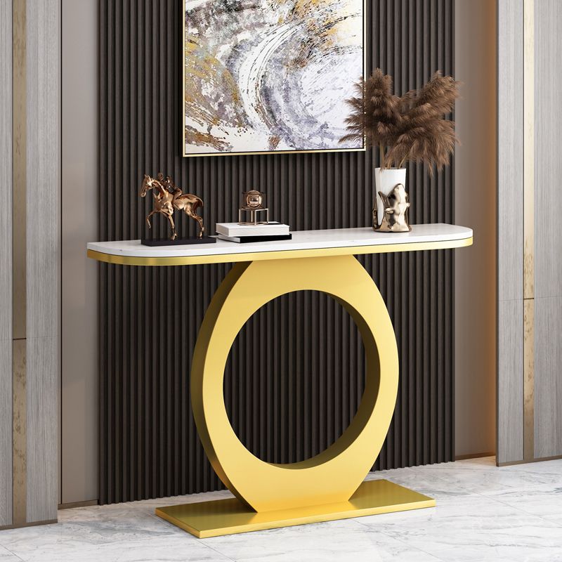 Half Moon Console Table with Pedestal Base for Hall Accent Table Clearhalo 'Console Tables' 'console_tables' 'Entry & Mudroom Furniture' 'furn' 'furn_console_tables' 'Furniture' 1200x1200_97a58898-84a9-4045-b4d3-f194b3bc52d0