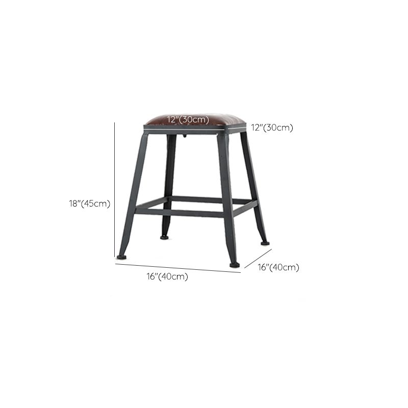 Industrial Brown Counter Stool Leather Square Stool with Black Metal Frame Clearhalo 'Bar Furniture' 'Bar Stools' 'bar_stools' 'furn' 'furn_bar_stools' 'Furniture' 'Kitchen & Dining Furniture' 1200x1200_97a7123c-babd-46df-8a7a-66f3b527d147