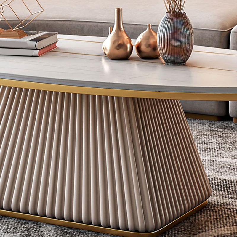 15.7 "背の高い鉄の台座黒/白い楕円形のスレートトップコーヒーテーブル