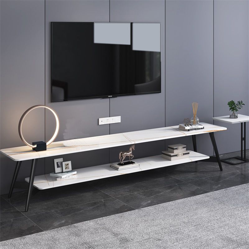 Moderno Marble TV Media Media Stand de estantería abierta de madera con piernas extraviadas