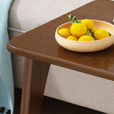 Skandinavischer Rechteck Massivholz Couchtisch 24,8 "H -Schlittencocktisch mit Regal