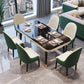 Glossy Black Dining Table Set 1/2/5/7 Pieces Metal Dinette Set with Faux Leather Chairs