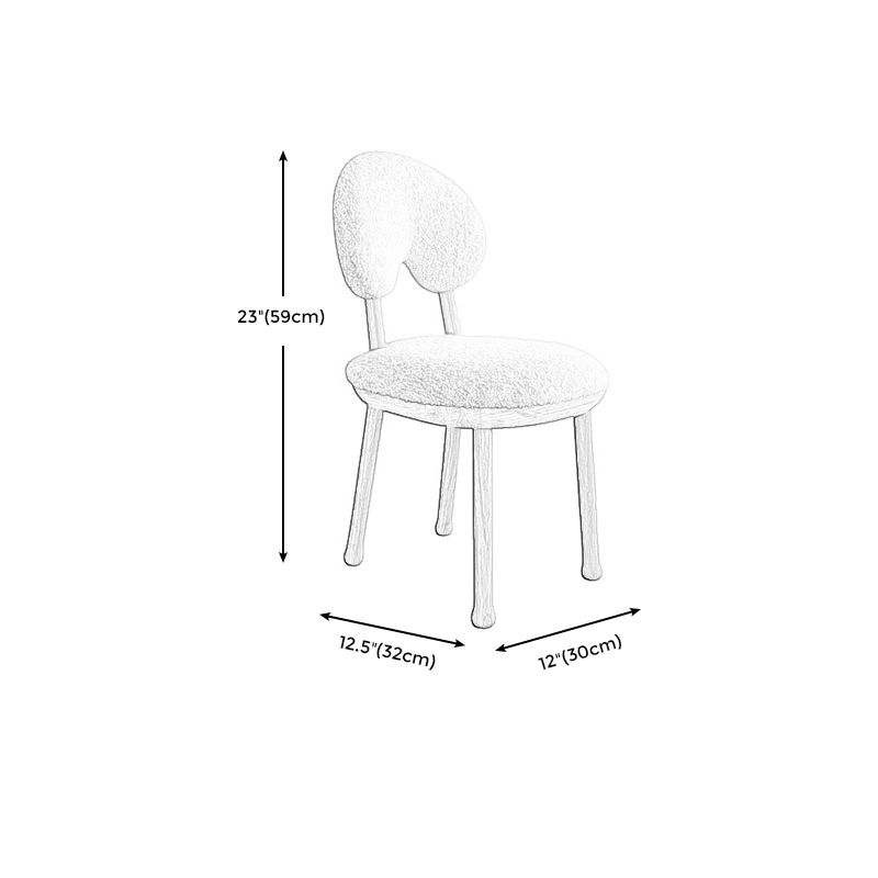 Nordic Tight Back Armless Chair Wool Accent Chair with Basic Four Legs