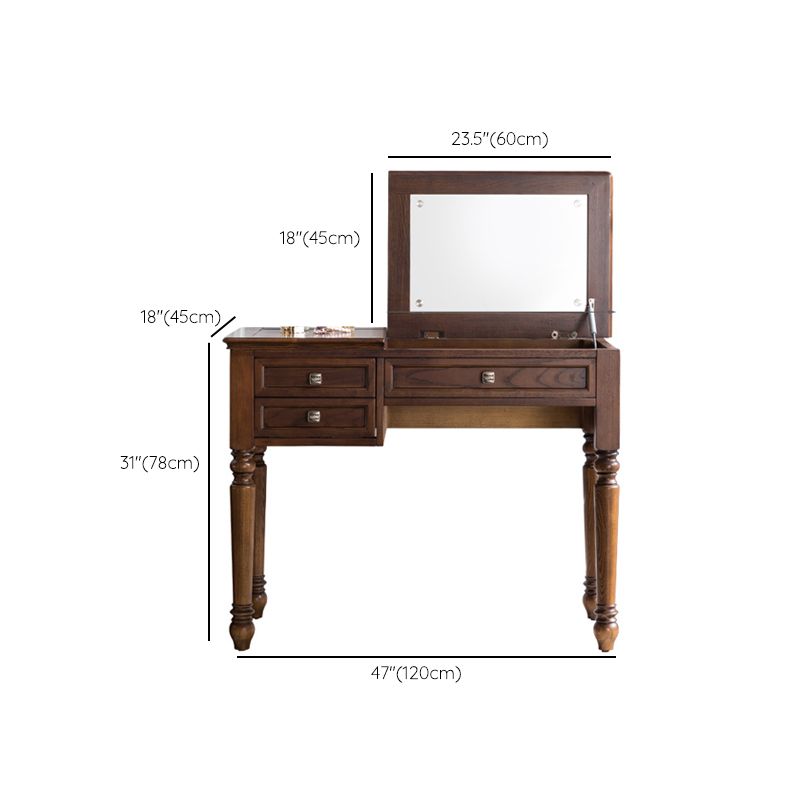 Tradizioni vanità tavolo da toeletta per trucco in legno massiccio con specchi