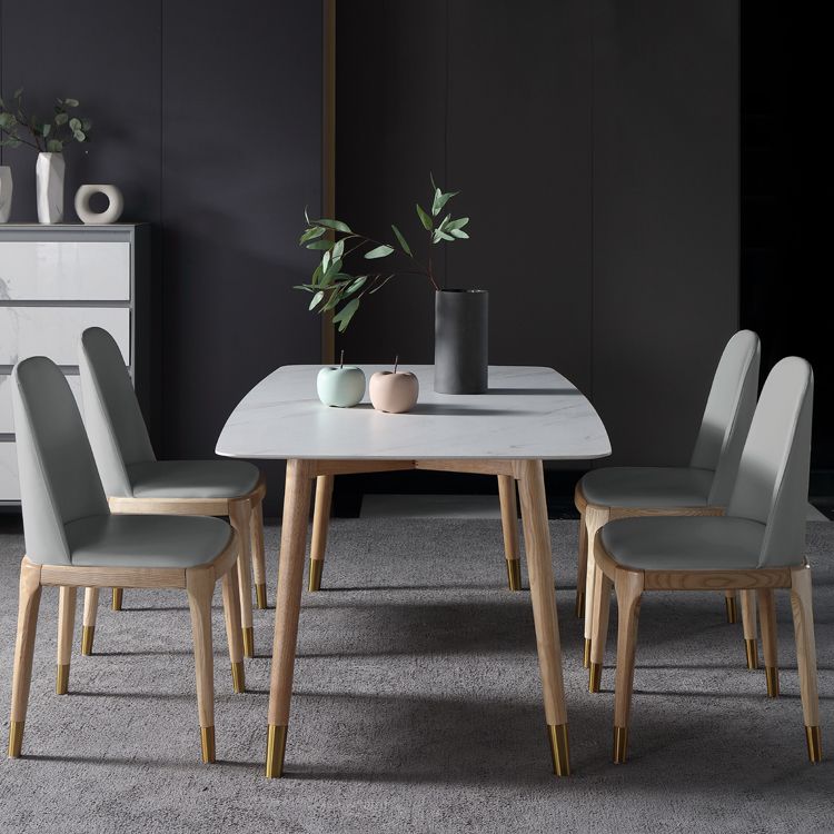 Sintered Stone White Tone Dining Table Luxury 4 Legs Table for Dining Room Clearhalo ' dining_table' 'Dining Tables & Seating' 'Dining Tables' 'furn' 'furn_dining_table' 'Furniture' 'furniture_dining_table' 'Kitchen & Dining Furniture' 'kitchen&dining_furn' 'kitchen' 'kitchen_dining_table' 1200x1200_97ad75e3-f0c8-4d8f-bf9e-e243a0a25ba3