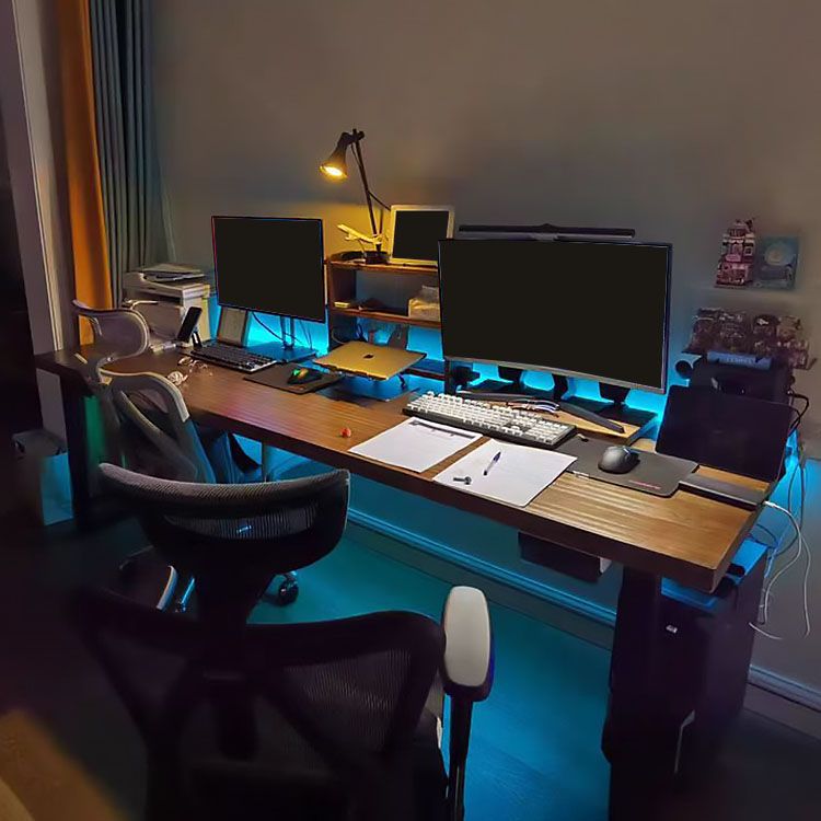 Bureau d'ordinateur en bois de style moderne bureau de tâche de forme rectangulaire avec 2 lames pour la maison