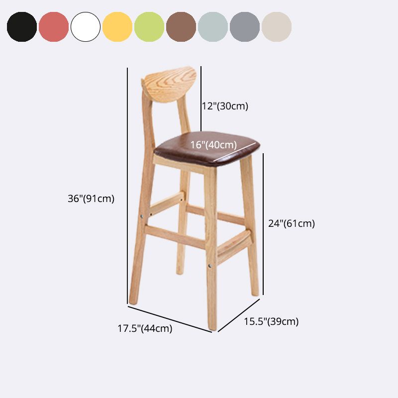 Contemporary Upholstered Footrest Low Back Stool Home Oak Wood Bar Stool Clearhalo 'Bar Furniture' 'Bar Stools' 'bar_stools' 'furn' 'furn_bar_stools' 'furniture_bar_stools' 'Kitchen & Dining Furniture' 'kitchen&dining_furn' 'kitchen' 'kitchen_furn' Furniture' 1200x1200_97af1822-ff72-46fc-bc9c-dca43fa4aed8